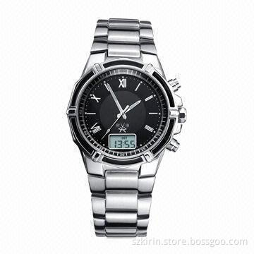 Solar Radio-controlled Watch with Stainless Steel Case and Band